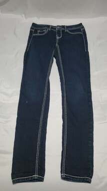 Domaine Dark Wash Low Rise Skinny Jeans with Thick Contrast Stitching
